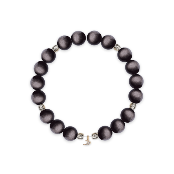 Silver Obsidian & Pave Moon Bracelet – D86EE3