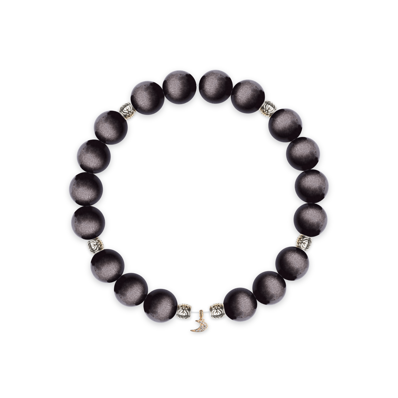 Silver Obsidian & Pave Moon Bracelet – D86EE3